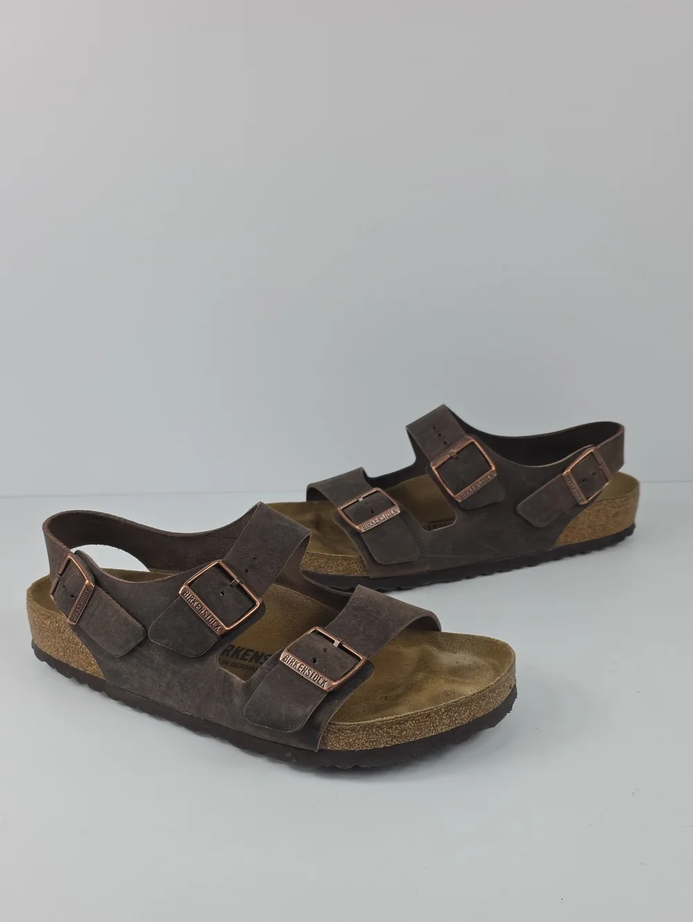 Birkenstock Milano Brown Oiled Leather Men's Sandals Size EU43 - US 10